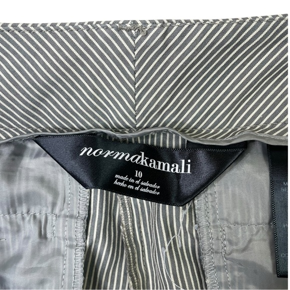 Norma Kamali Career Crop Pant Gray White Straw Stripe Women Size 10(34x26)EUC - Picture 4 of 12